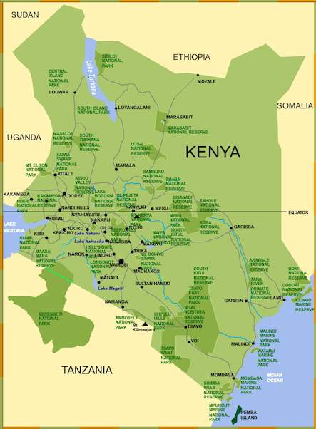 Map of Kenya - Kenya Safari Destinations